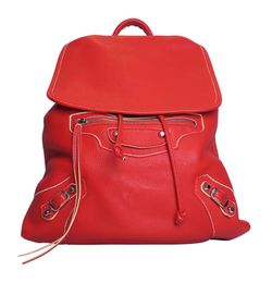 Traveler Backpack, Leather, Red, 387285, 2*